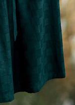 Vivid Blackish Green Plaid Clothes for V Neck Chinese Button Maxi Spring Dresses