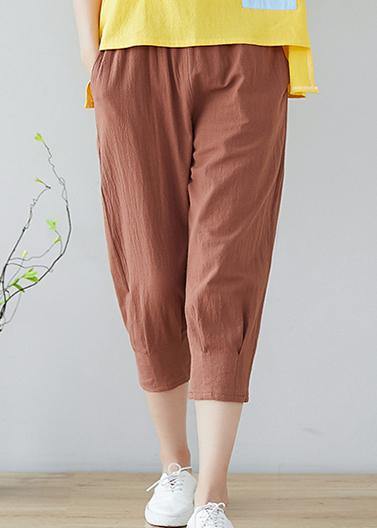 Vivid Elastic Waist Cotton Tutorials Khaki Harem Pants