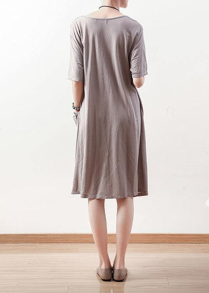 Vivid Gray Cotton Clothes Metropolitan Museum Tutorials O Neck Art Summer Dress