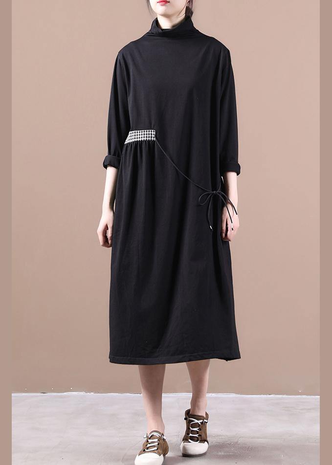 Vivid High Neck Side Open Spring Dresses Tutorials Black Kaftan Dress