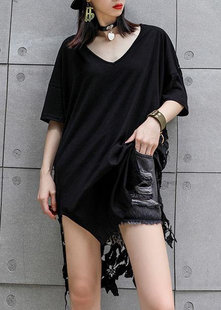 Vivid Hollow Out Cotton Dresses Photography Black Patchwork Maxi Dresses Summer
