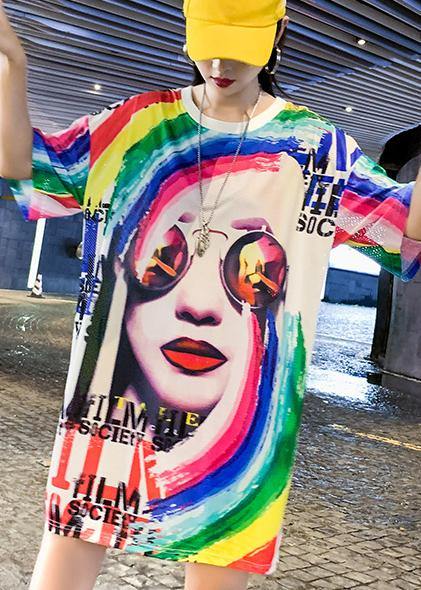 Vivid Multi Prints Cotton Short Sleeve Dress
