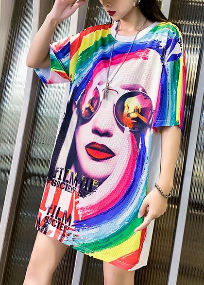 Vivid Multi Prints Cotton Short Sleeve Dress
