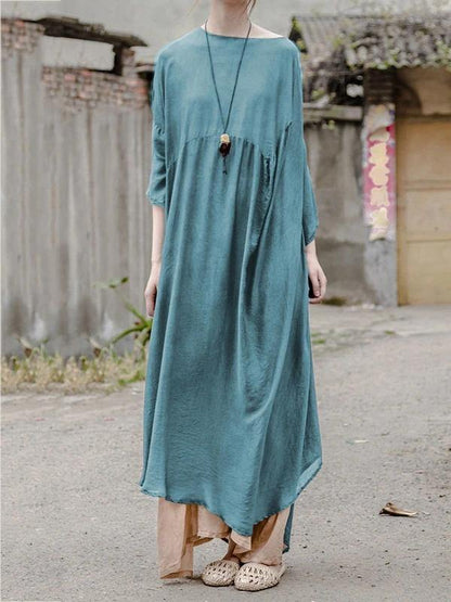 Vivid O Neck Batwing Sleeve Clothes Design Blue Traveling Dresses