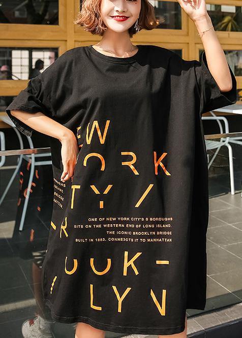 Vivid O Neck Cotton Quilting Dresses Inspiration Short Sleeve Dresses Black