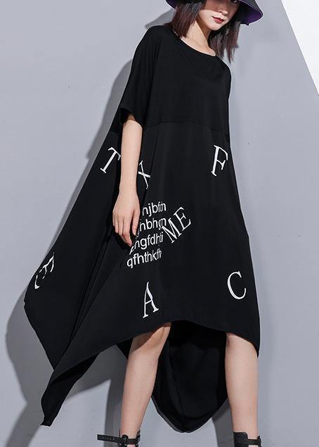 Vivid O Neck Asymmetric Cotton Tunics for Inspiration Black Maxi Dress Summer