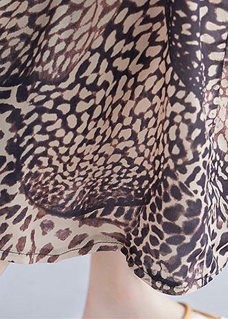 Vivid O Neck Cotton Clothes Linen Leopard Cotton Robes Dresses Summer