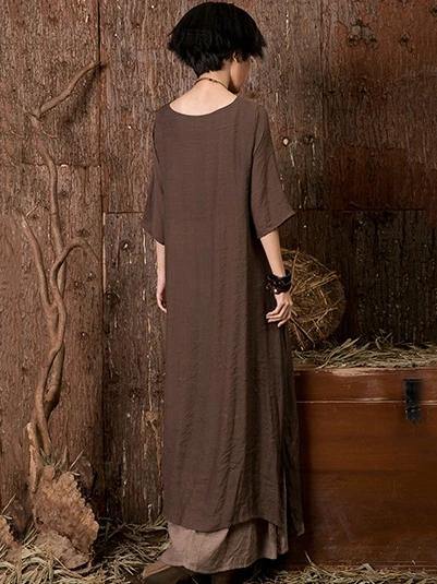 Vivid O Neck Side Open Linen Summerdresses Outfits Orange Dresses