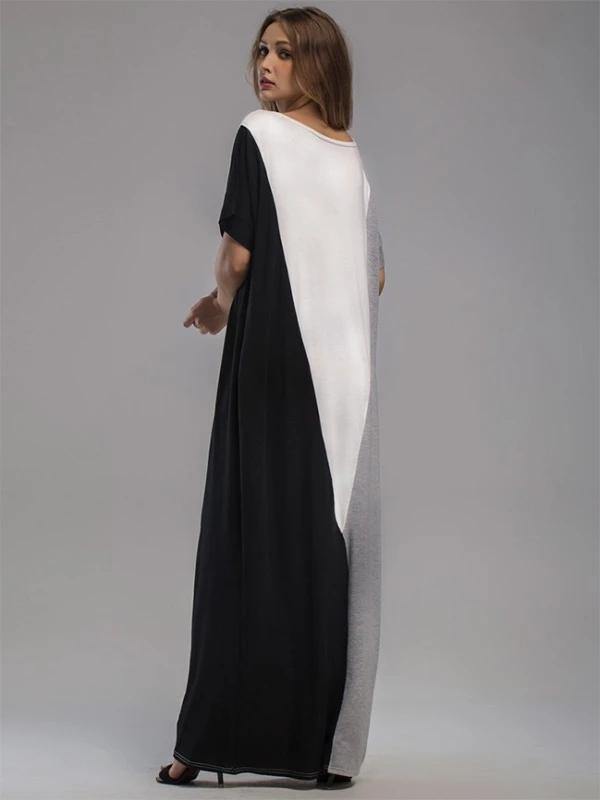 Vivid Patchwork Cotton Dresses Short Sleeve O Neck a Line Summer Dresses