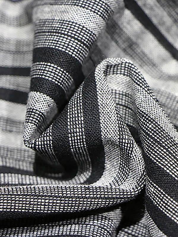 Vivid Plaid Linen Quilting Dresses V Neck Patchwork Dress