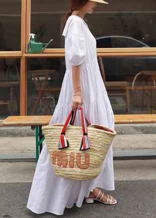 Vivid White Linen Clothes for Peter Pan Collar Ruffles Long Dress