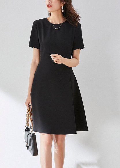 Vogue Black O-neck Mid Dress Summer