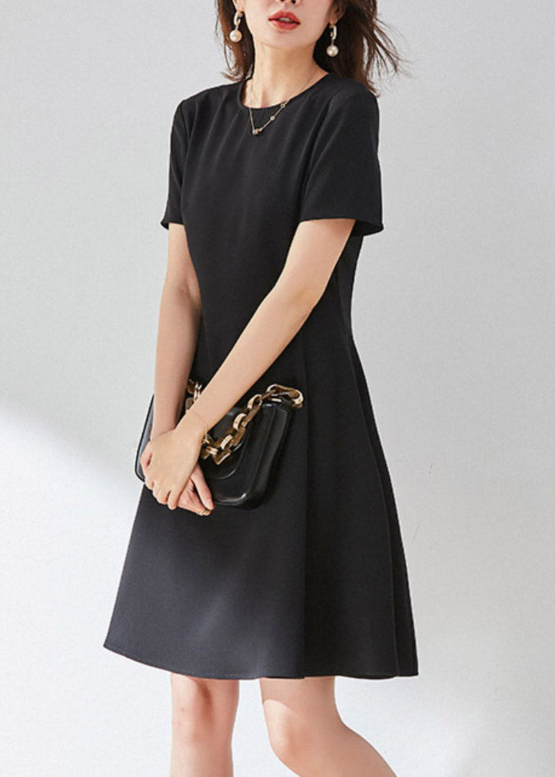 Vogue Black O-neck Mid Dress Summer