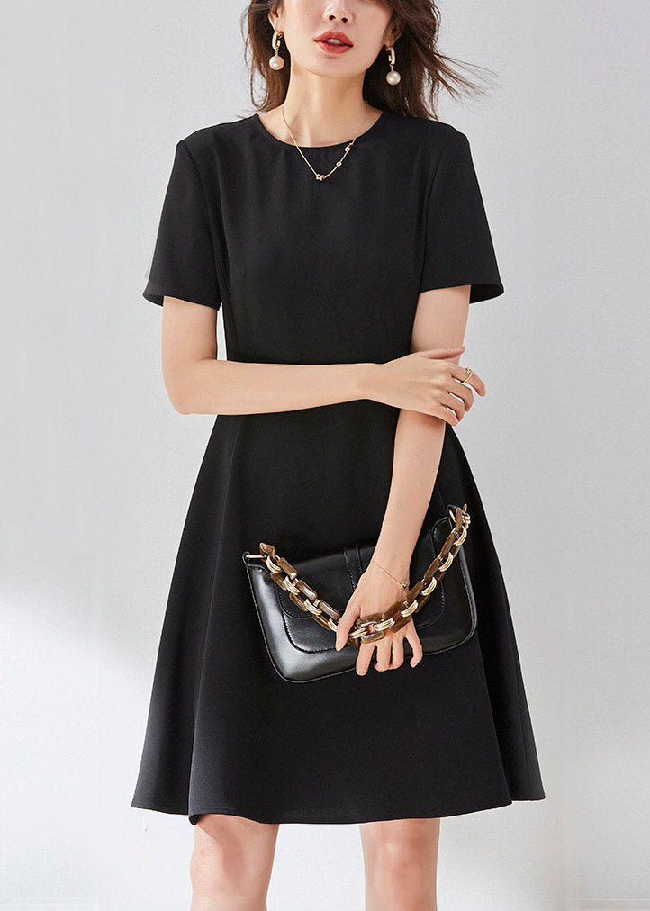 Vogue Black O-neck Mid Dress Summer
