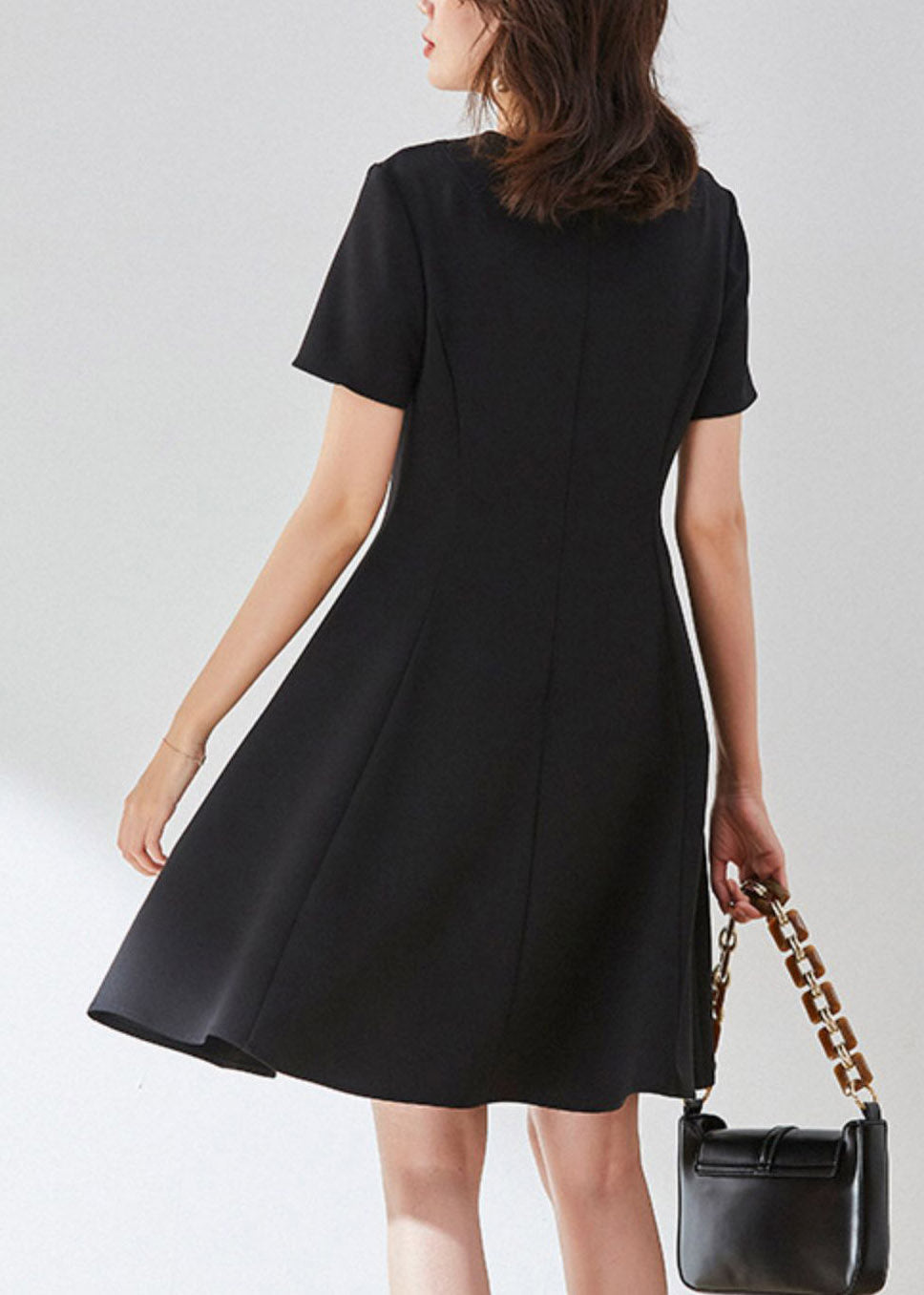 Vogue Black O-neck Mid Dress Summer