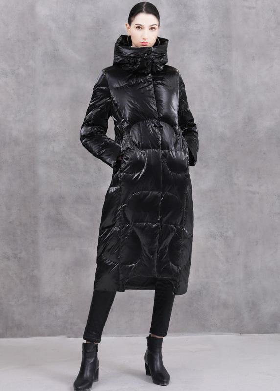Warm Loose Fitting Winter Jacket Hooded Winter Outwear Black Winter Duck Down Coat