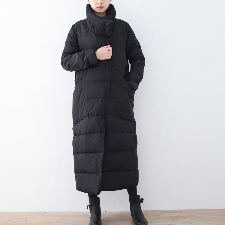 Warm Black Puffers Jackets Loose Fitting Down Jacket New High Neck Overcoat