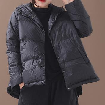 Warm Black Duck Down Coat Snow Jackets Hooded Thick Overcoat