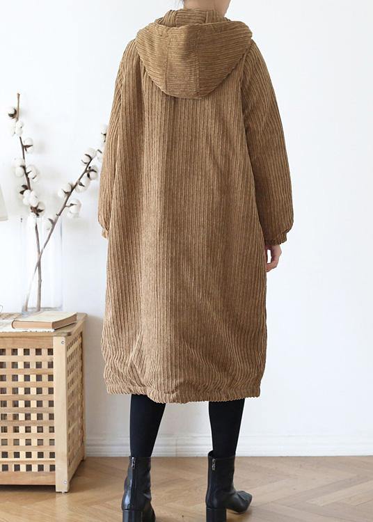 Warm Winter Jacket Hoodedovercoat Khakicorduroy Warm Winter Coat