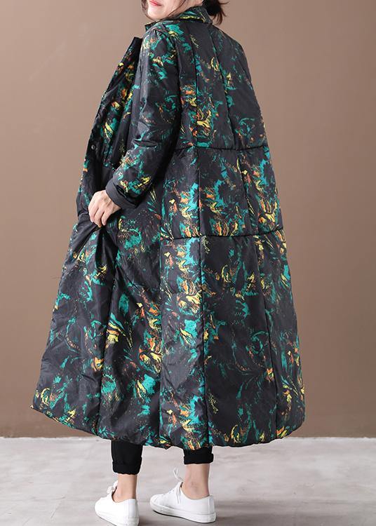 Warm Winter Coat Oversize Stand Collar Large Hem Cotton Blend Coats