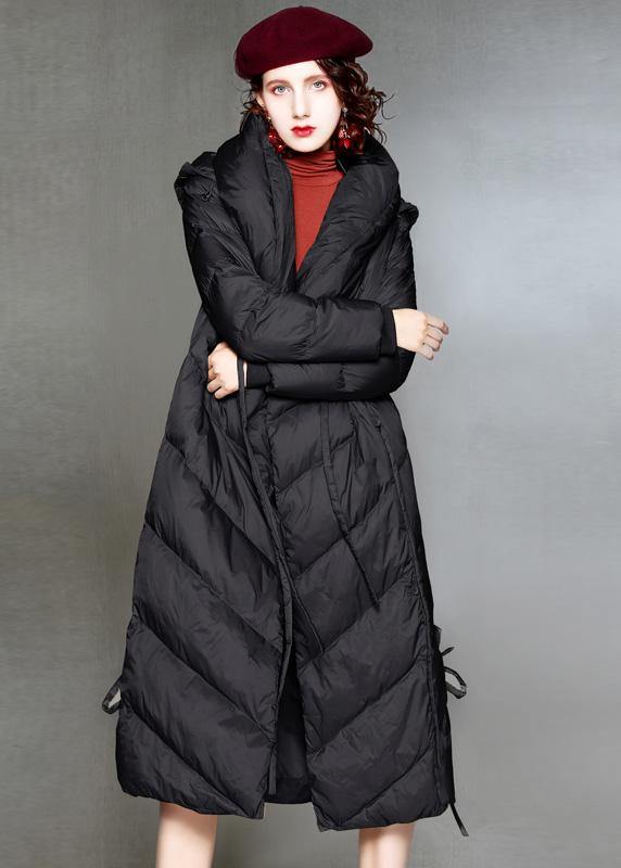 Warm Khaki Down Coat Winter Clothing Hooded Parka Drawstring Warm Overcoat