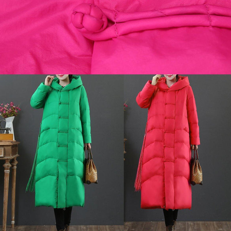 Warm Light Gray Duck Down Coat Winter Jacket Hooded Zippered Overcoat