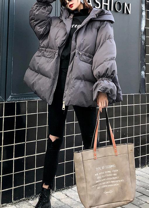 Warm Clothing Jackets & Coats Winter Coats Gray Hooded Winter Outwear