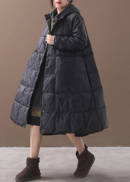 Warm Down Jacket Hooded Coats Black Winter Parkas