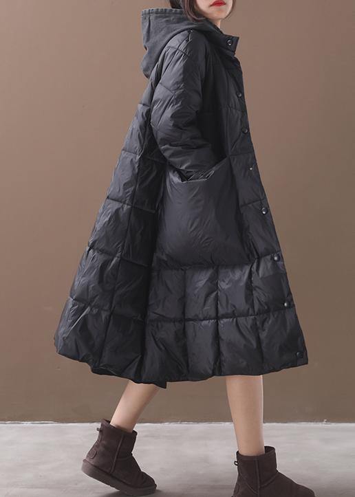 Warm Down Jacket Hooded Coats Black Winter Parkas