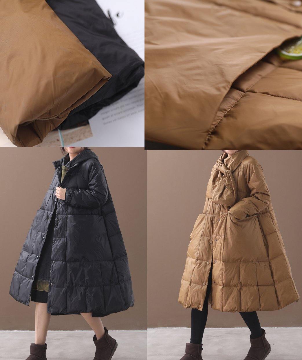 Warm Down Jacket Hooded Coats Black Winter Parkas