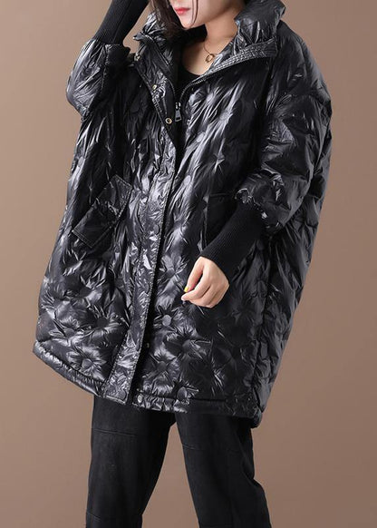 Warm Jackets Coats Black Stand Collar Zippered Goose Down Coat
