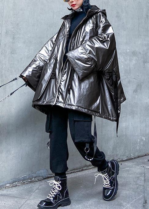 Warm Warm Winter Coat Hooded Coats Gray Drawstring Outwear