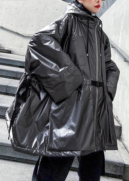 Warm Warm Winter Coat Hooded Coats Gray Drawstring Outwear