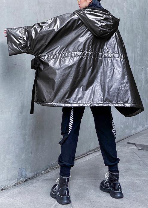 Warm Warm Winter Coat Hooded Coats Gray Drawstring Outwear