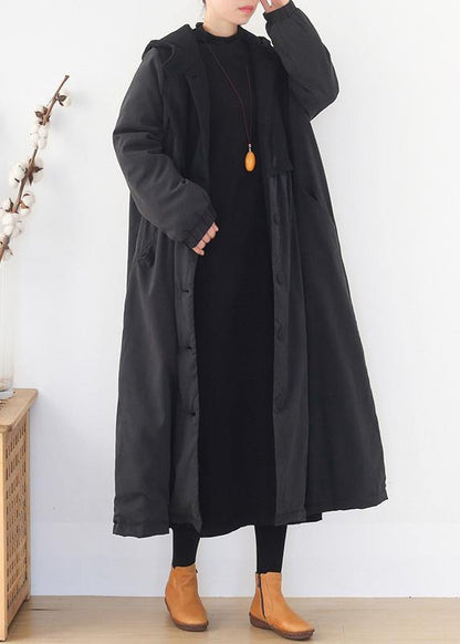 Warm Puffers Jackets Black Hooded Patchwork Parkas for Coats