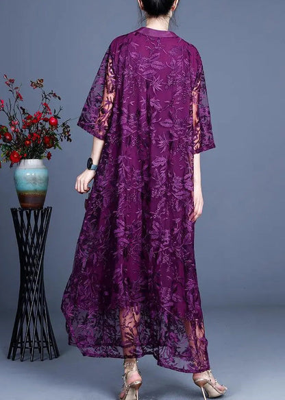 Italian Black Jacquard Long Lace Dress Spring Maxi Dress