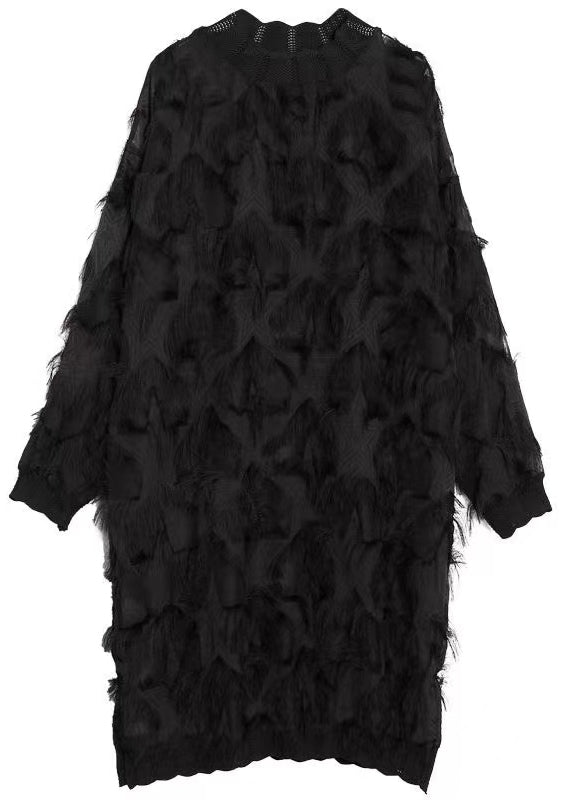 Black Lace Dresses Oversized Lace Gown Tassel Dresses