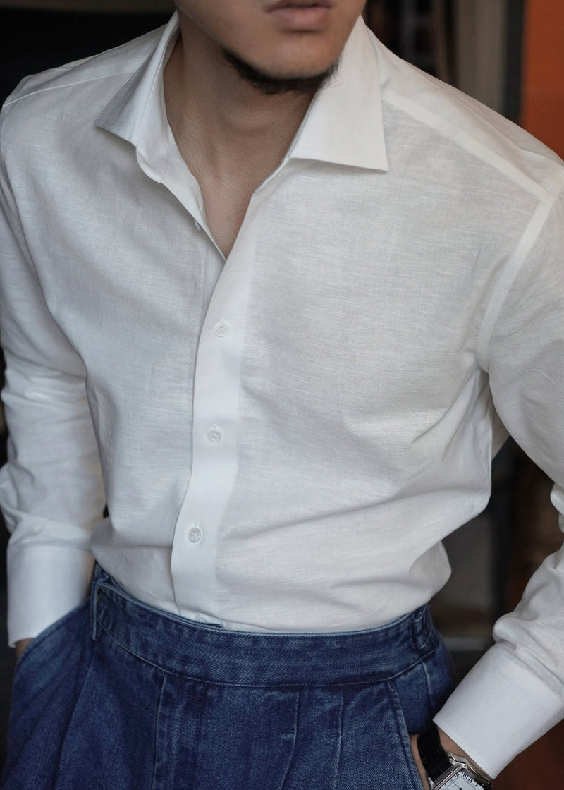 White Button Loose Linen Fall Shirts Peter Pan Collar