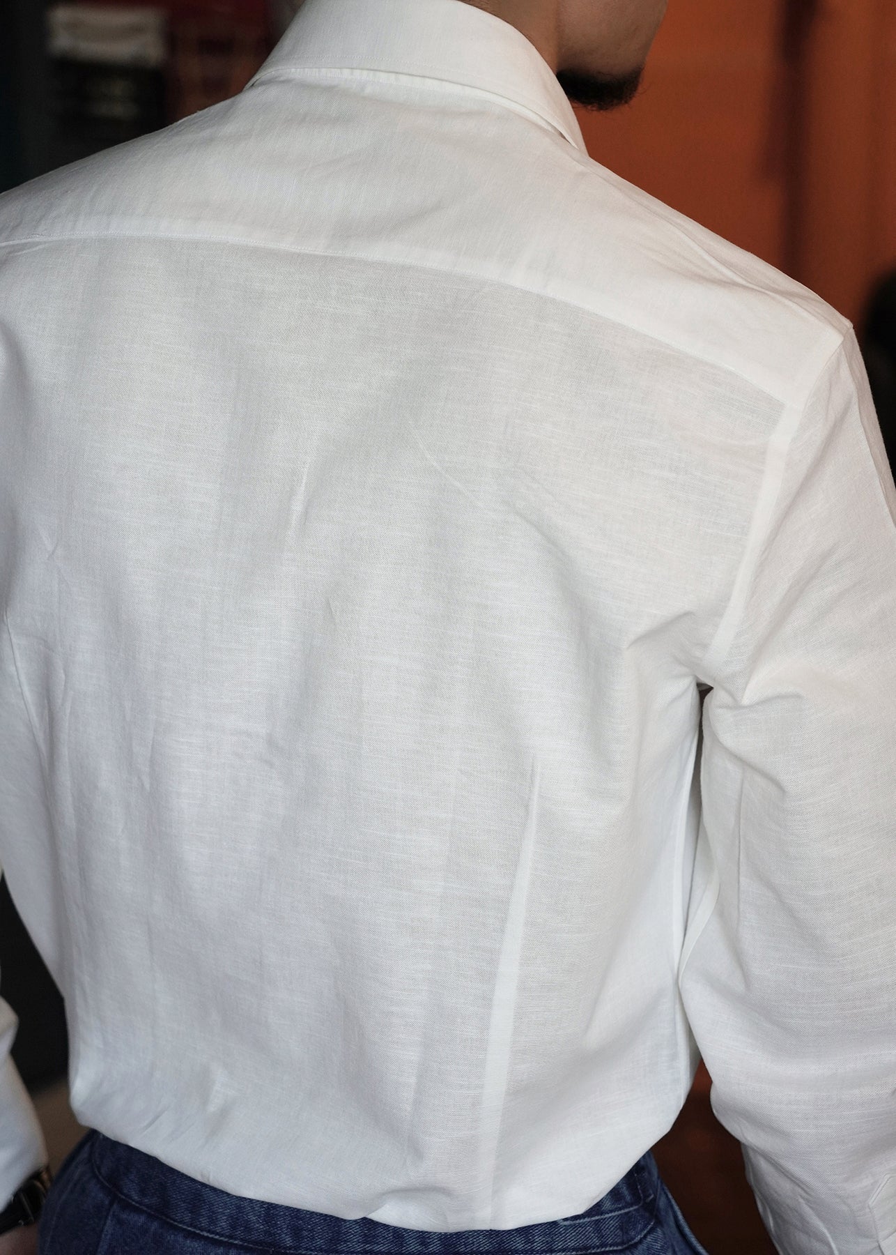 White Button Loose Linen Fall Men Shirts Peter Pan Collar