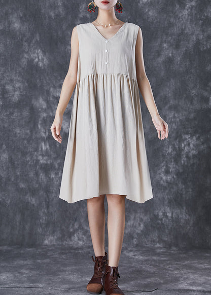 White Linen a Line Dress Exra Large Hem Button Summer