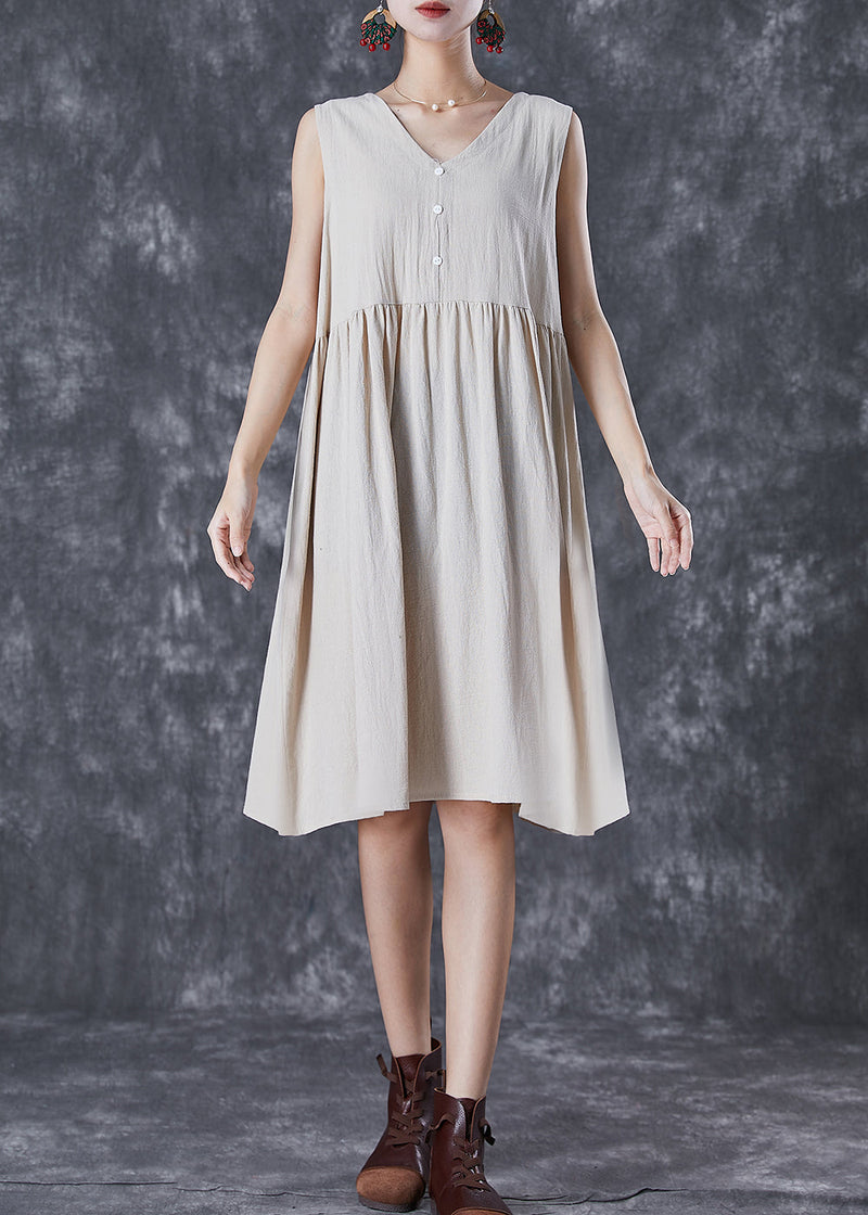 White Linen a Line Dress Exra Large Hem Button Summer