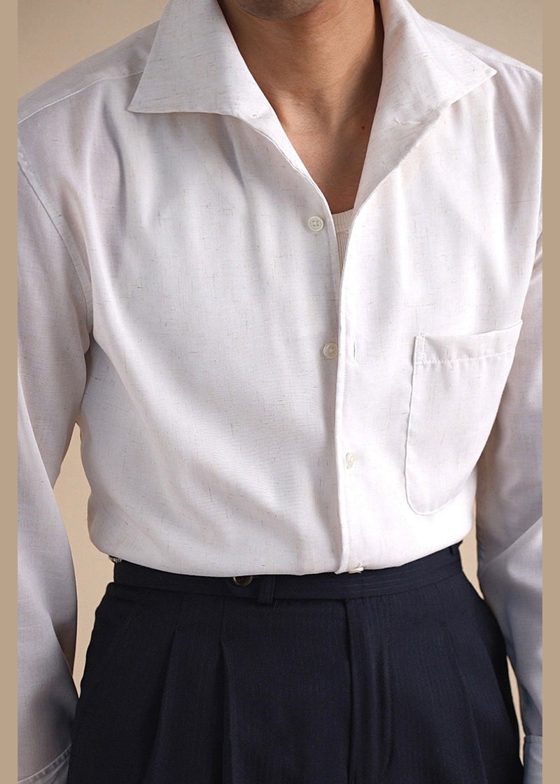White Pockets Linen Shirts Peter Pan Collar