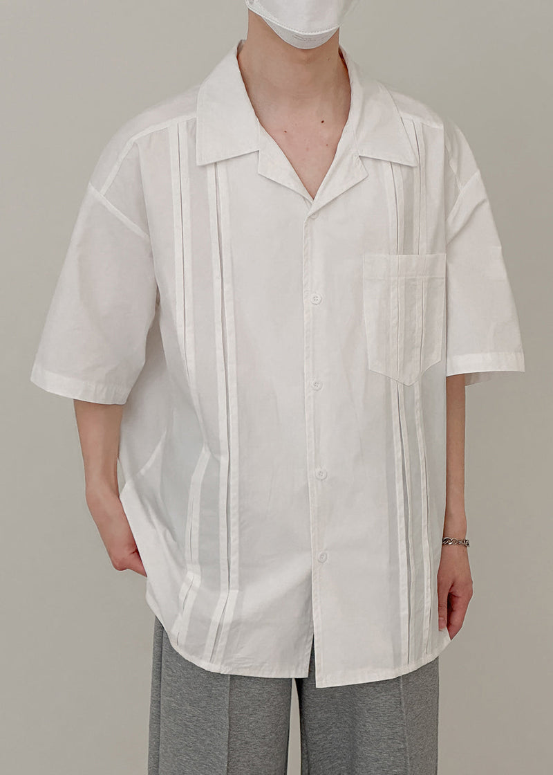 White Pockets Cotton Shirt Peter Pan Collar Summer