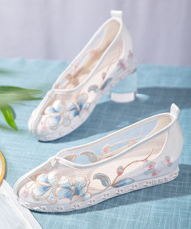 White Wedge Tulle Boutique Splicing Embroideried