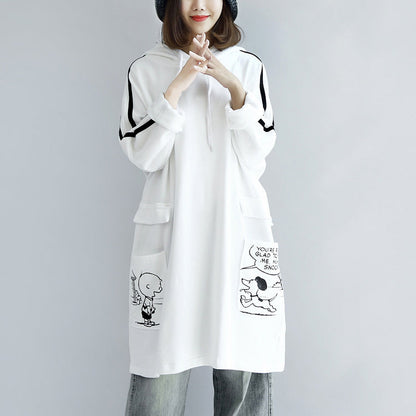 White Hoodies Oversized Winter Dresses Pullover