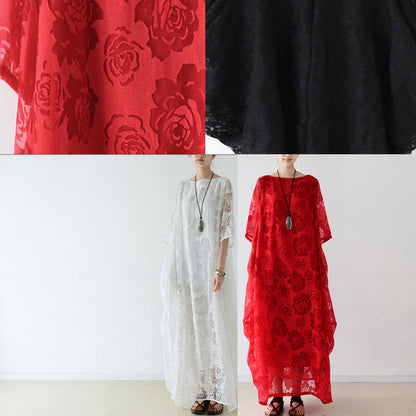 White Roses Chiffon Maxi Dresses Long Tulle Caftans Oversize Gown
