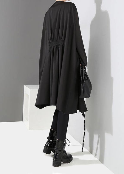 Woman Black Unique Cape Style Coat