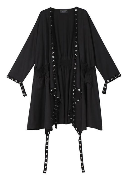 Woman Black Unique Cape Style Coat
