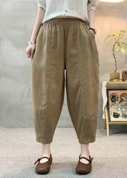 Army Green Oversized Linen Harem Pants Summer