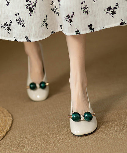 Ball Decorated Splicing Stiletto Heels Black Faux Leather